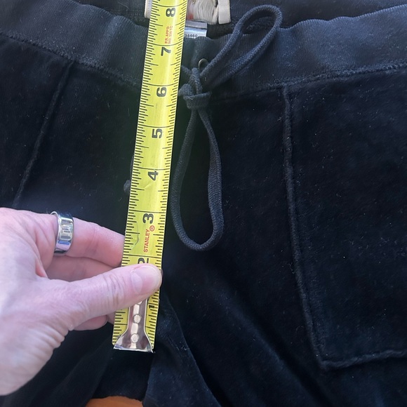 Vintage Y2K Juicy Couture OG black velour track pants snap back pockets Size med - Picture 8 of 9